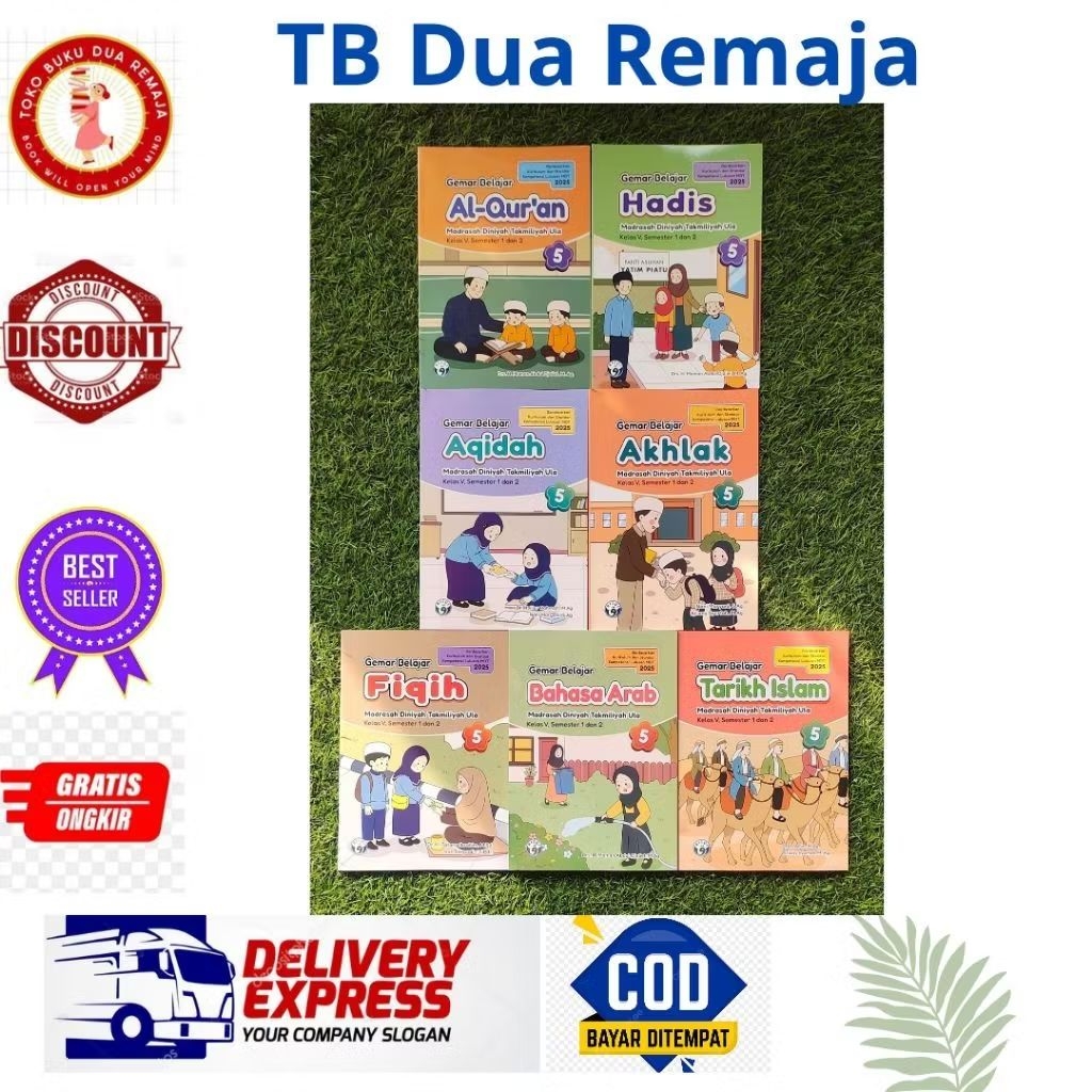 Full Set 7 Mapel Buku Paket Gemar MDTA/MDTU Kelas 5 KURIKULUM 2025 Penerbit RIZQI Versi 6 Tahun