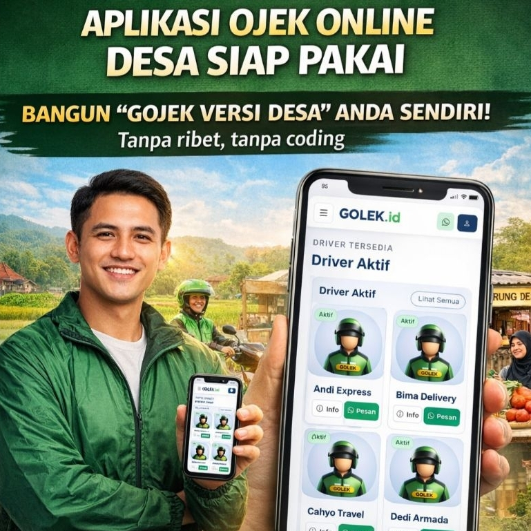 Aplikasi Ojek Online Desa Siap Pakai | Script Ojol Lokal + Antar Barang + UMKM | Golek Appinstan