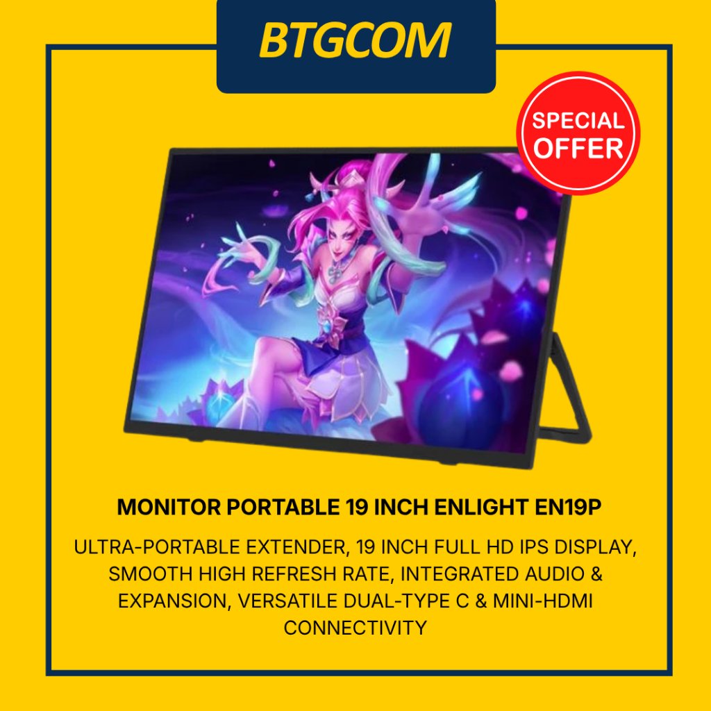MONITOR PORTABLE 19 INCH ENLIGHT EN19P FULL HD IPS 100HZ TYPE-C/MINI HDMI