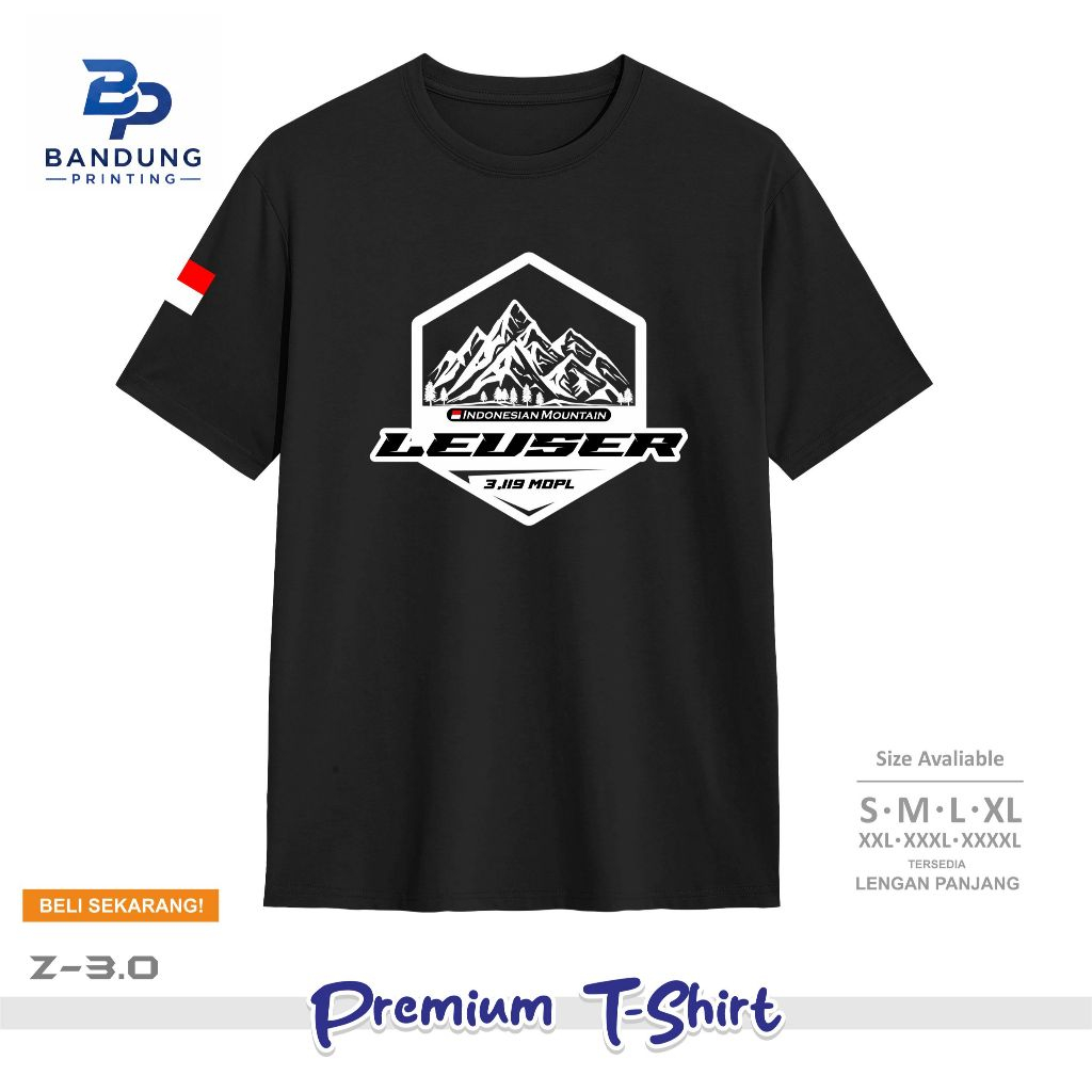 Baju Kaos Gunung Leuser 3119 mdpl T-Shirt Pria Wanita Kaos Pendaki	Z06