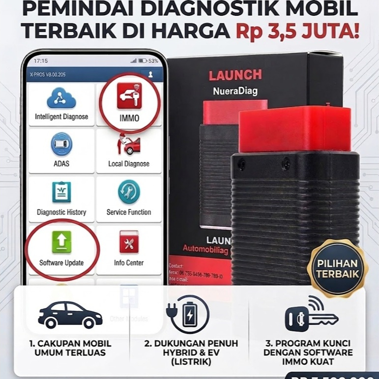 Scanner Mobil launch X431 full software Xpro5 lengkap sudah include tablet + software immo
