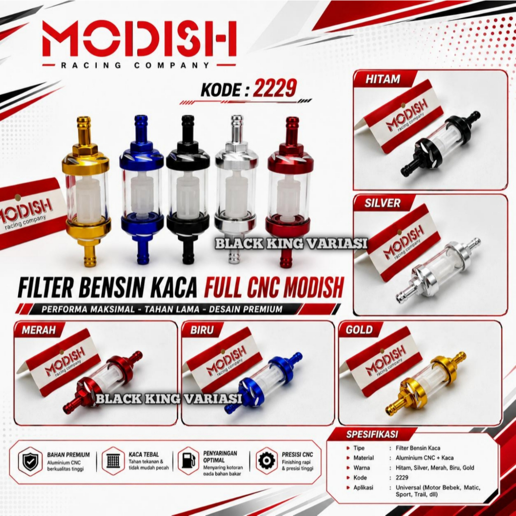 Saringan Bensin Kaca CNC Filter Bensin Kaca Motor Universal Saringan Filter Kaca Full Cnc Filter Sar