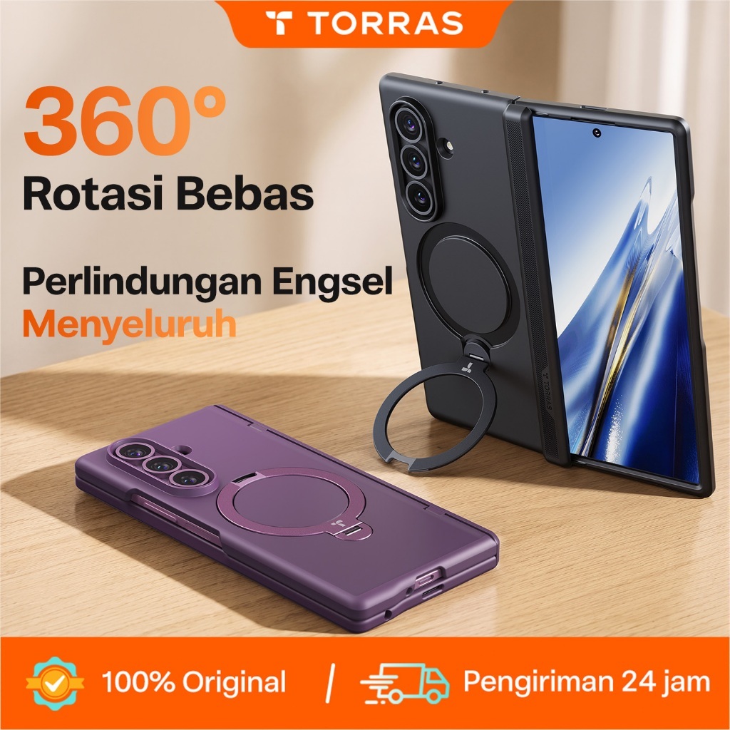 TORRAS Q3spin Stand Casing Samsung Z fold8 ultra fold7 layar lipat With Rotable 360° Ring Magnetic H