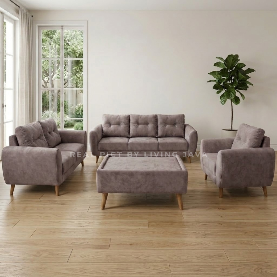 Set Sofa Ruang Tamu 321 Minimalis Modern Warna Cream