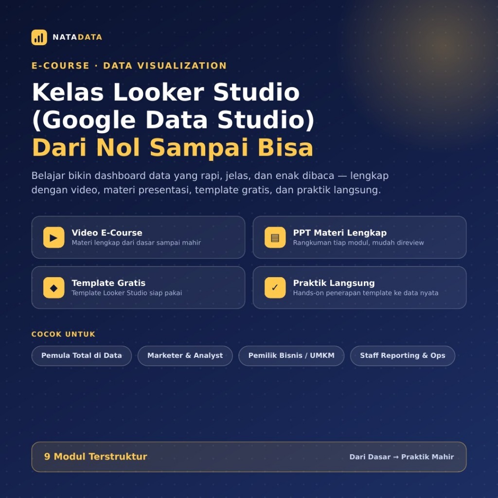 Natadata - Ecourse Video Pembelajaran Kelas Looker Studio Data Studio Gratis Template Dan Penerapann