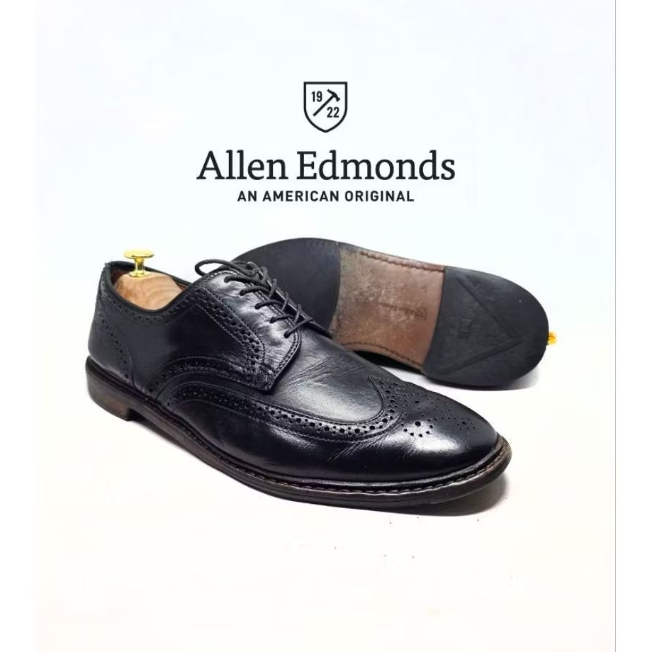 Size 44 | ALLEN EDMONDS Made USA Alumnus Wingtip Oxford Sepatu Kulit Formal Pria Made USA