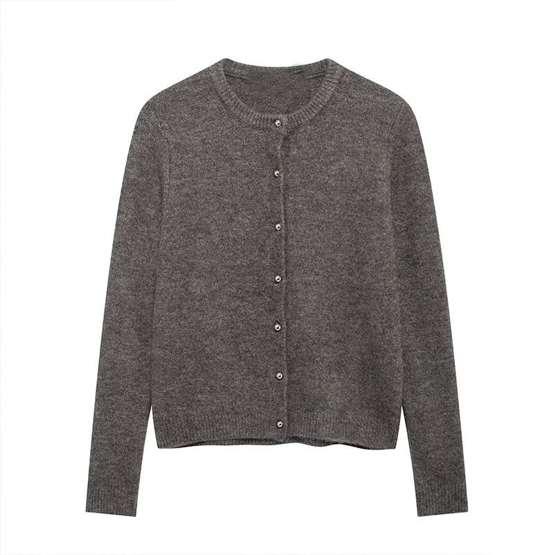 Celine Soft Cardigan - Sweater Rajut Kancing Logam Retro Pullover Lengan Panjang Sweater Kasual
