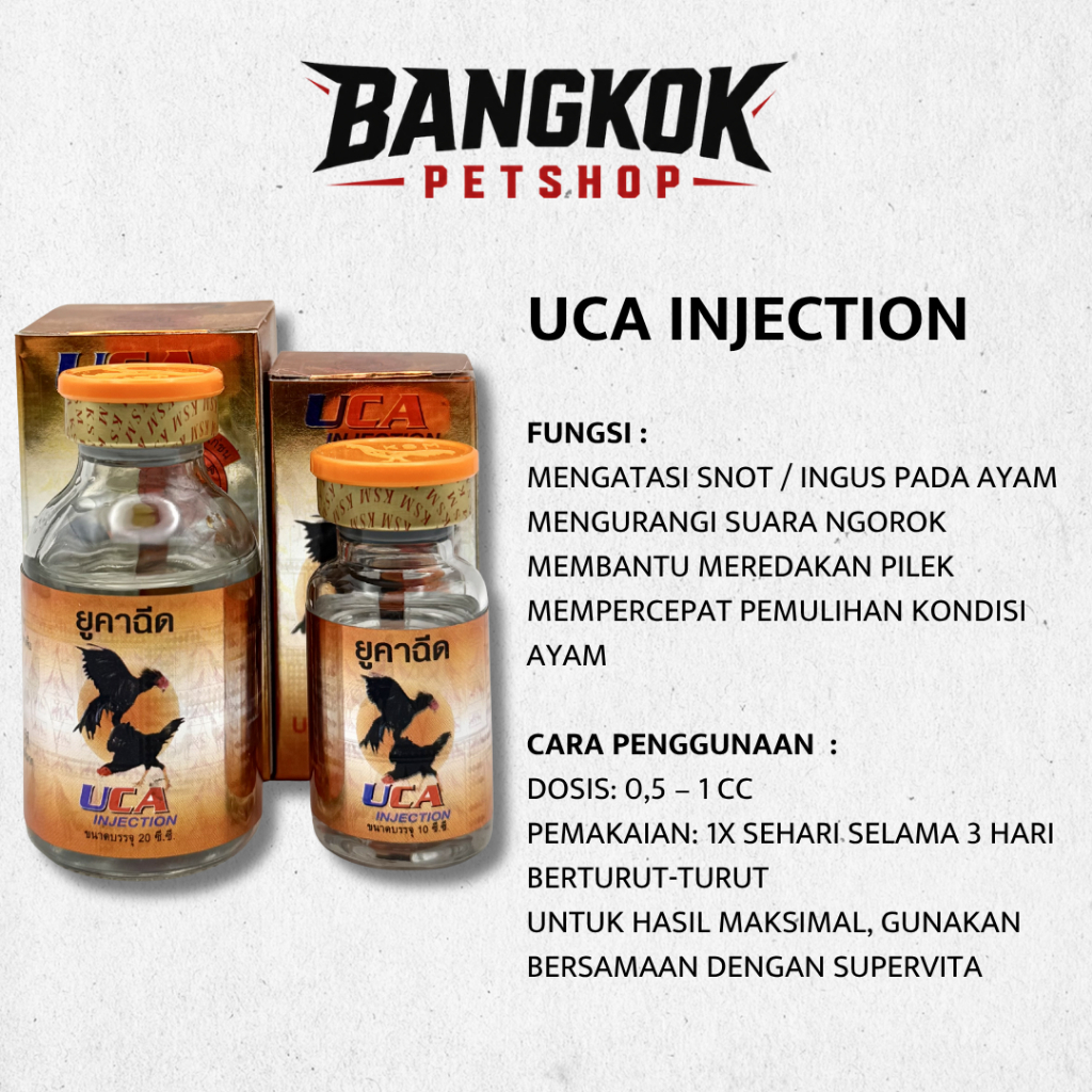 UCA obat snot crd untuk ayam import thailand / uca injeksi obat ayam