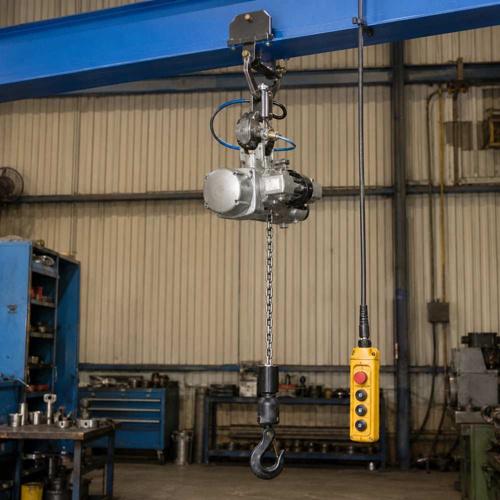ndustri, Air Powered Hoist Sistem Pengangkatan Pabrik Workshop Gudang Manufaktur Custom
