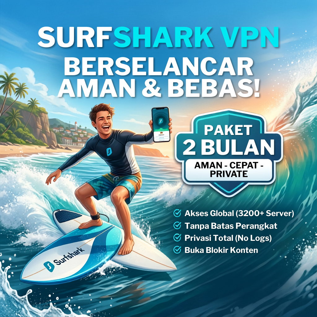 SURFSHARK VPN PREMIUM 2 BULAN PRIVATE & BERGARANSI
