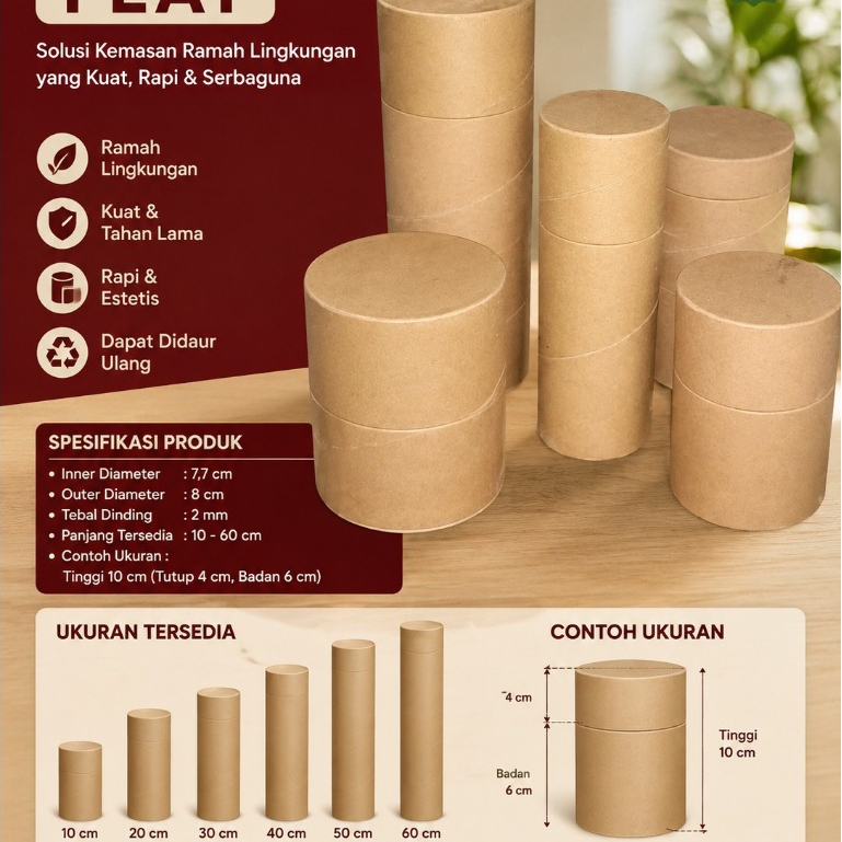 8.0 cm  / paper tube / paper core / 1 set / tutup buka