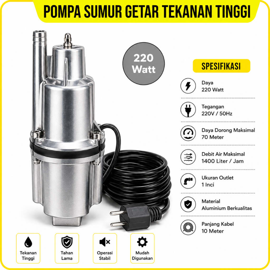 Pompa Celup Sumur Dalam 70 Meter Submersible Pump Pompa Sumur 70M AC 220V Pompa Sibel Vibration pump