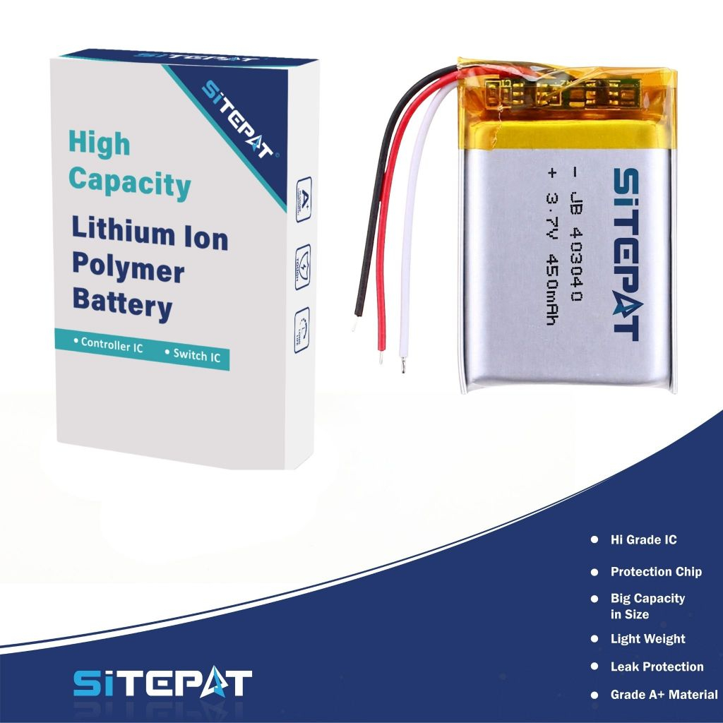 Sitepat Battery Li-ion Lithium Polymer Hi Grade Capacity 3.7v 450 mAh