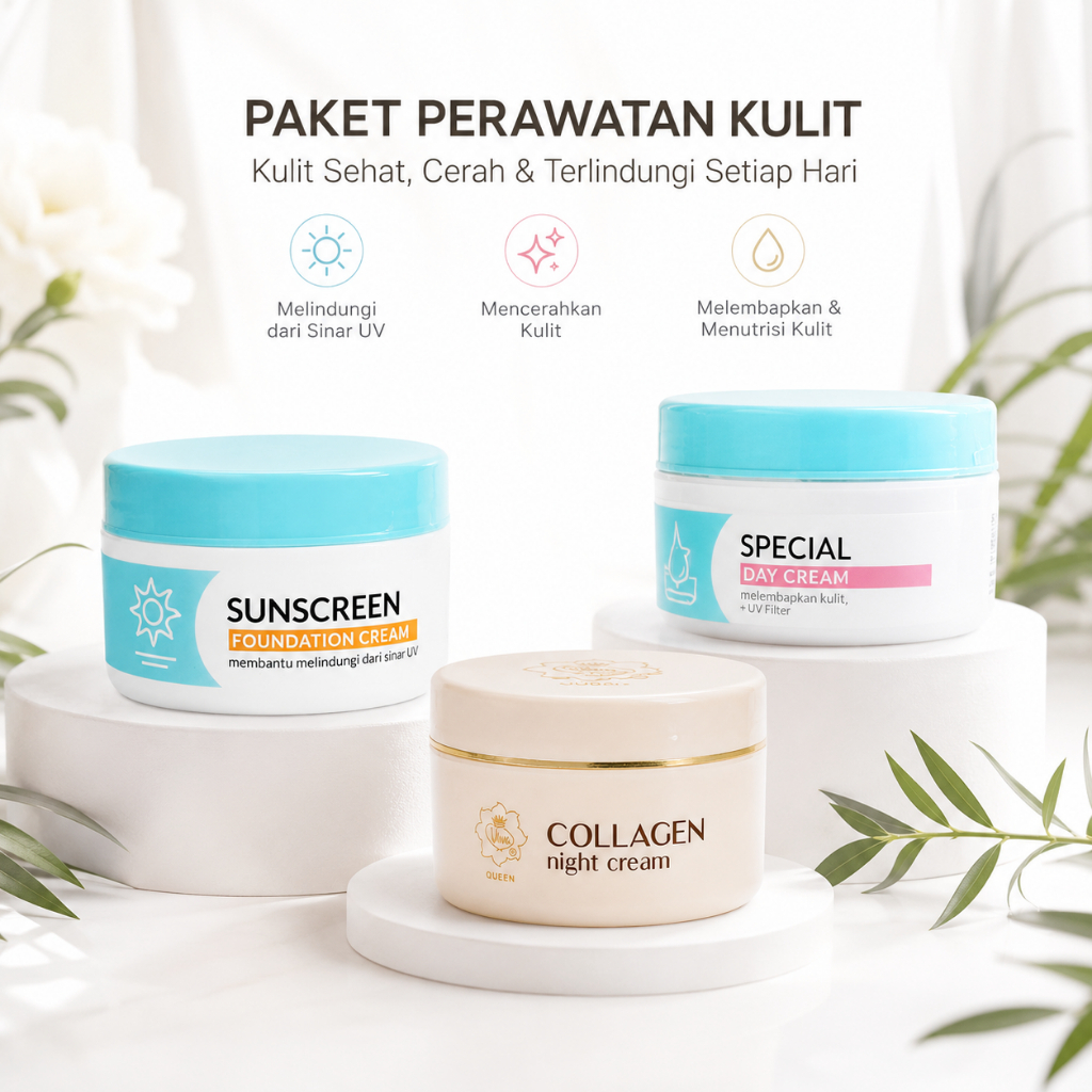 Paket Krim Wajah Viva Perawatan Siang Malam - Melembapkan, Mencerahkan, Anti Penuaan