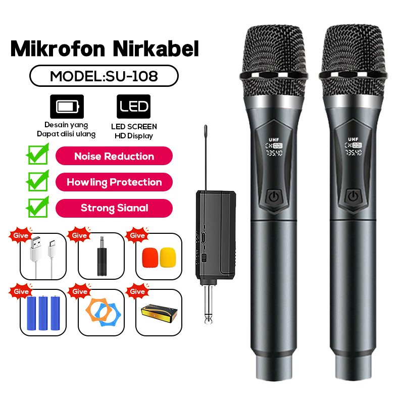 Mikrofon Karaoke Wireless Mikrofon Profesional Mikrofon Handheld UHF Mic Wireless Karaoke