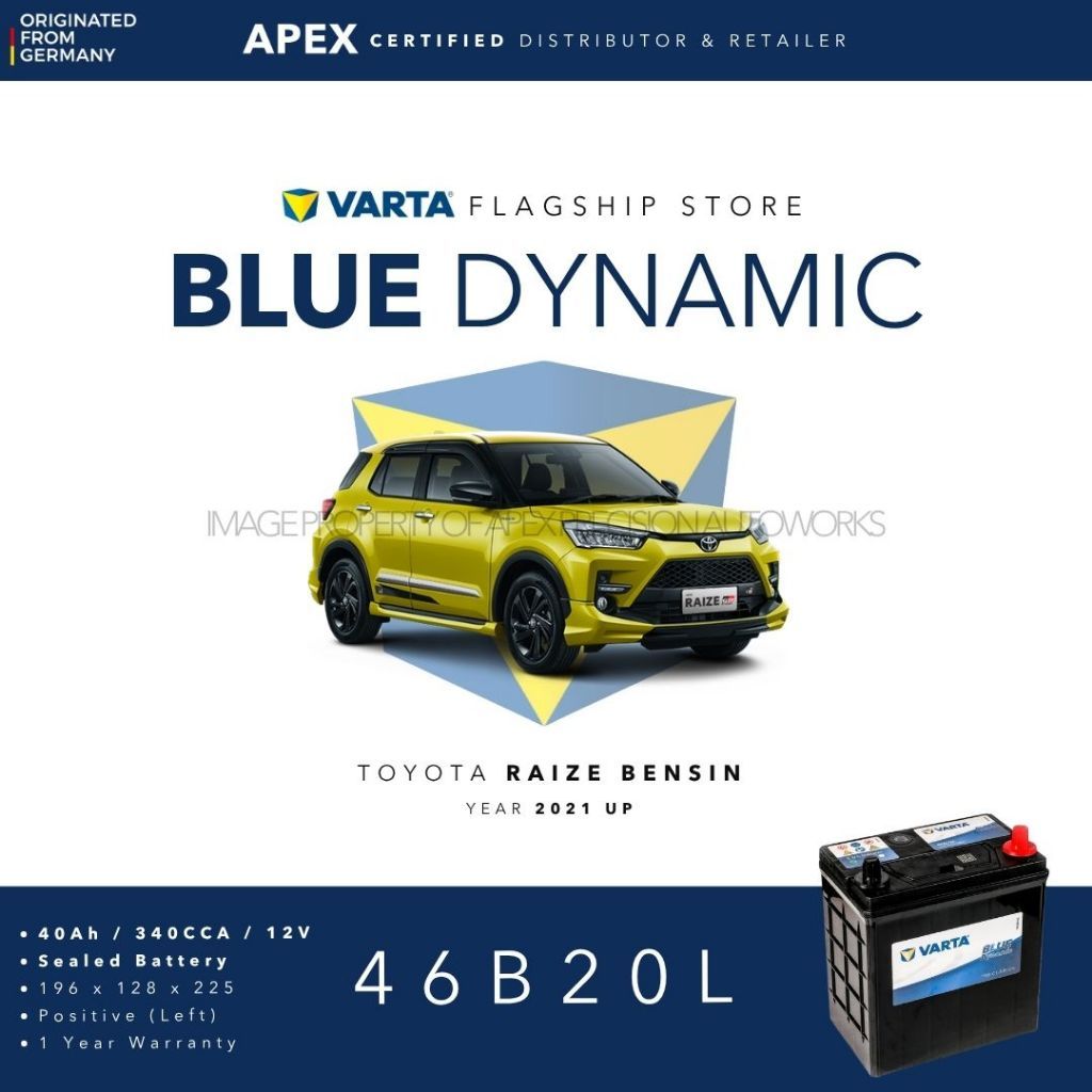 Aki VARTA BLUE DYNAMIC TOYOTA RAIZE BENSIN - 40AH