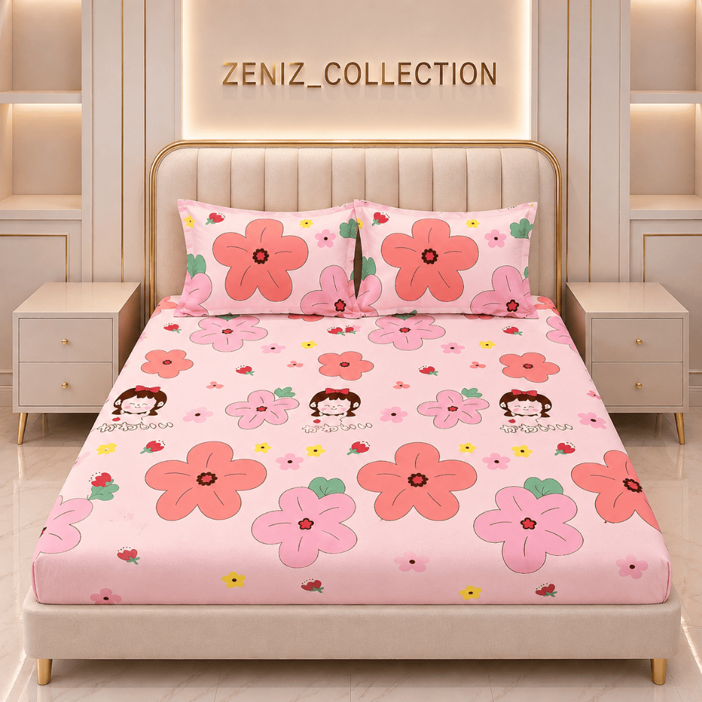 SPREI MOTIF MELODY FLOWER // SPREI MOTIF BUNGA PINK CHIBBI FLOWER
