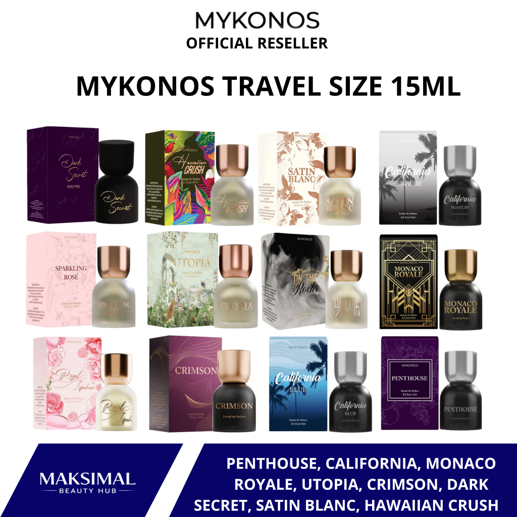 PARFUM MYKONOS EXTRAIT DE PARFUM TRAVEL SIZE 15ML - UTOPIA DARK SECRET ROYAL ISPAHAN AROMA TAHAN LAM