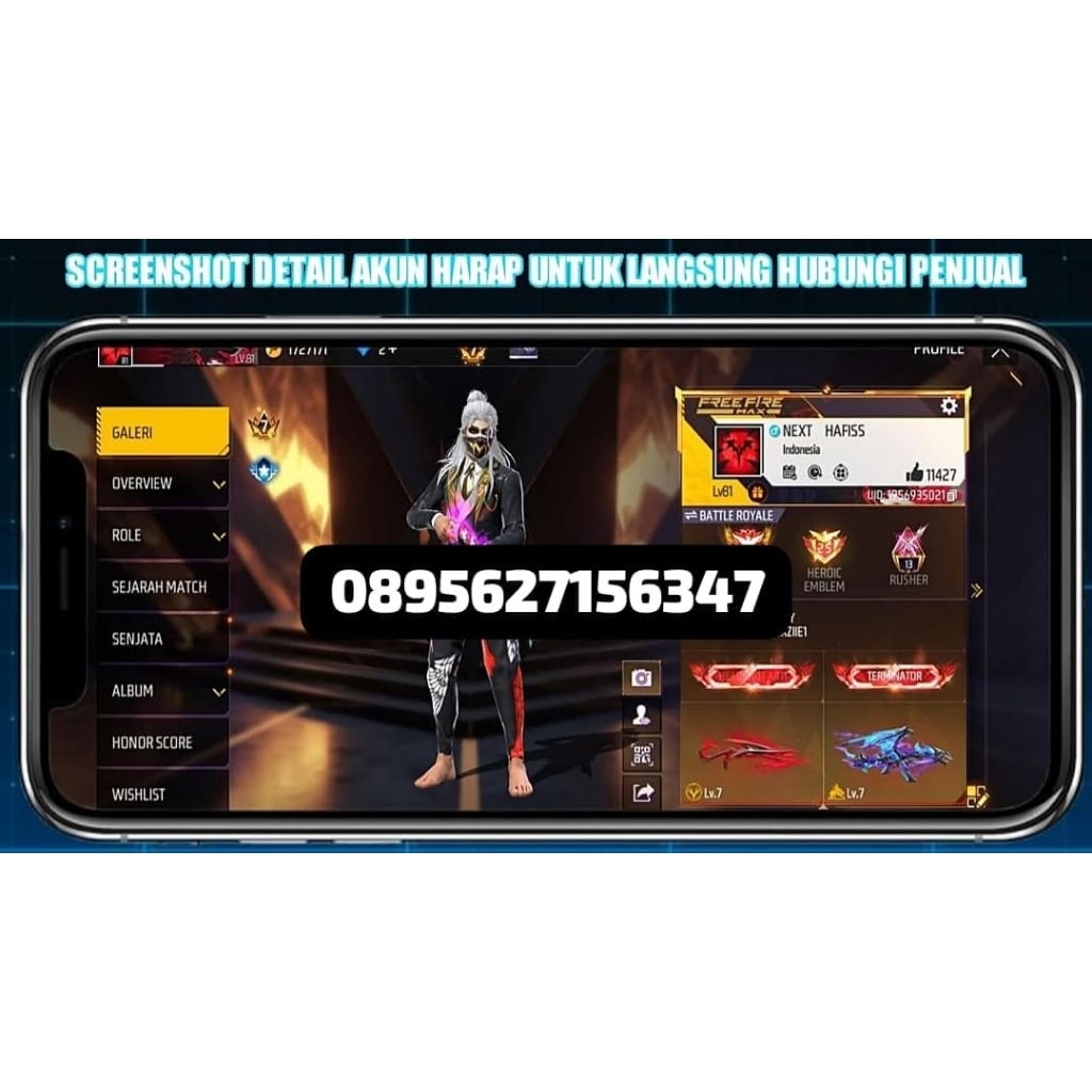 AKUN FF SULTAN-LEVEL TINGGI, SKIN LENGKAP READY AKUN FF MURAH-BAGUS FULL SKIN