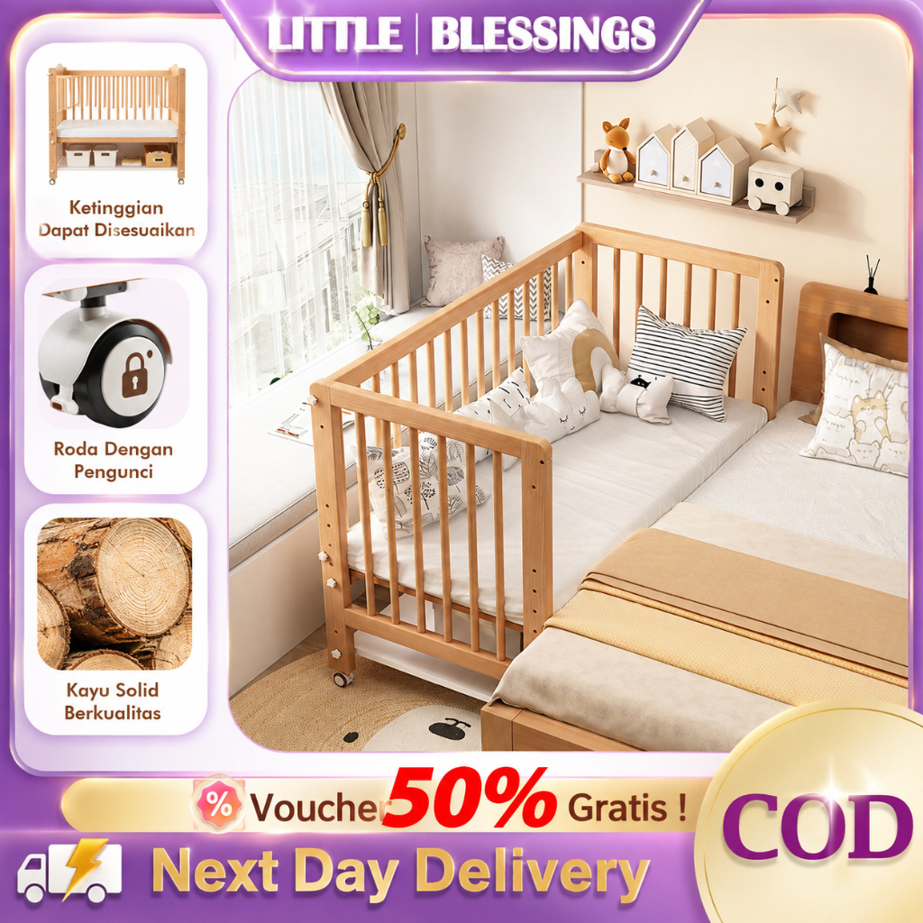 Box Bayi Baby Box Tempat Tidur Bayi Kayu Solid Dipertebal Multifungsi Jadi Sofa Roda