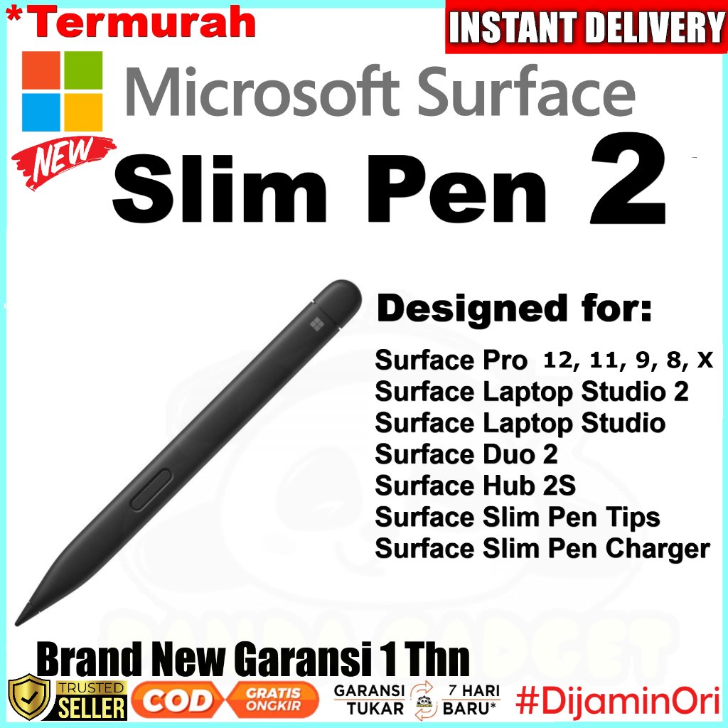 Surface Slim Pen 2 For Microsoft Surface Pro, Laptop, Studio, Duo, Go, Book - garansi resmi