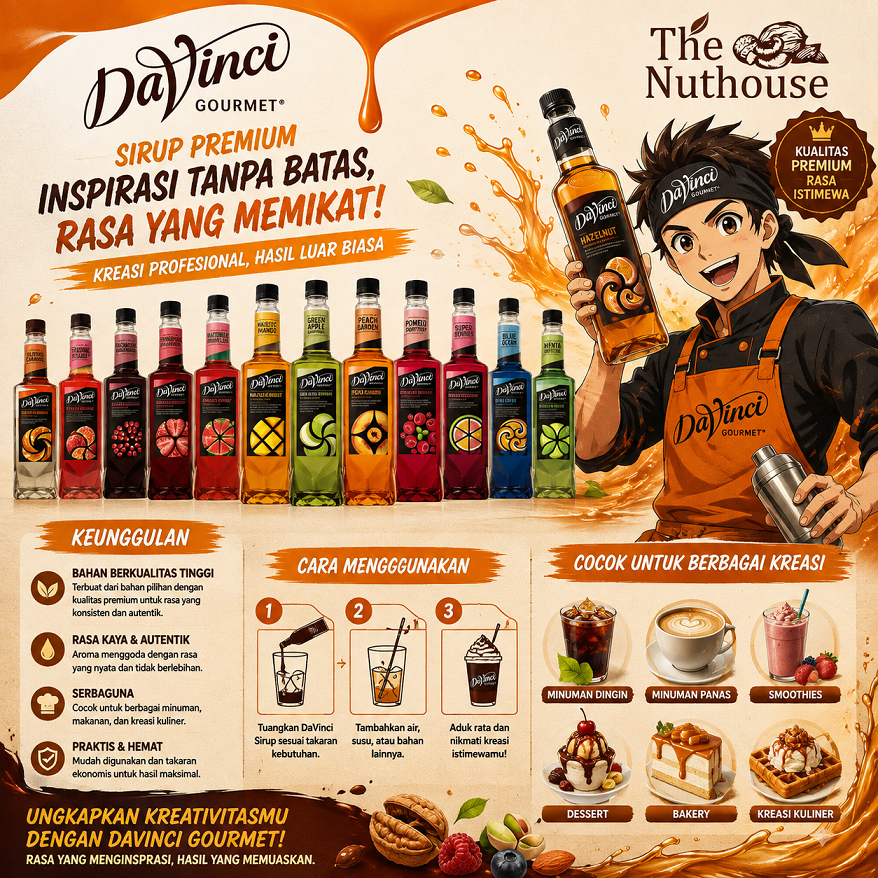 DaVinci Gourmet Syrup 750ml All Variant Flavors - Lychee, Hazelnut, Pistachio, Caramel, Mango, Straw
