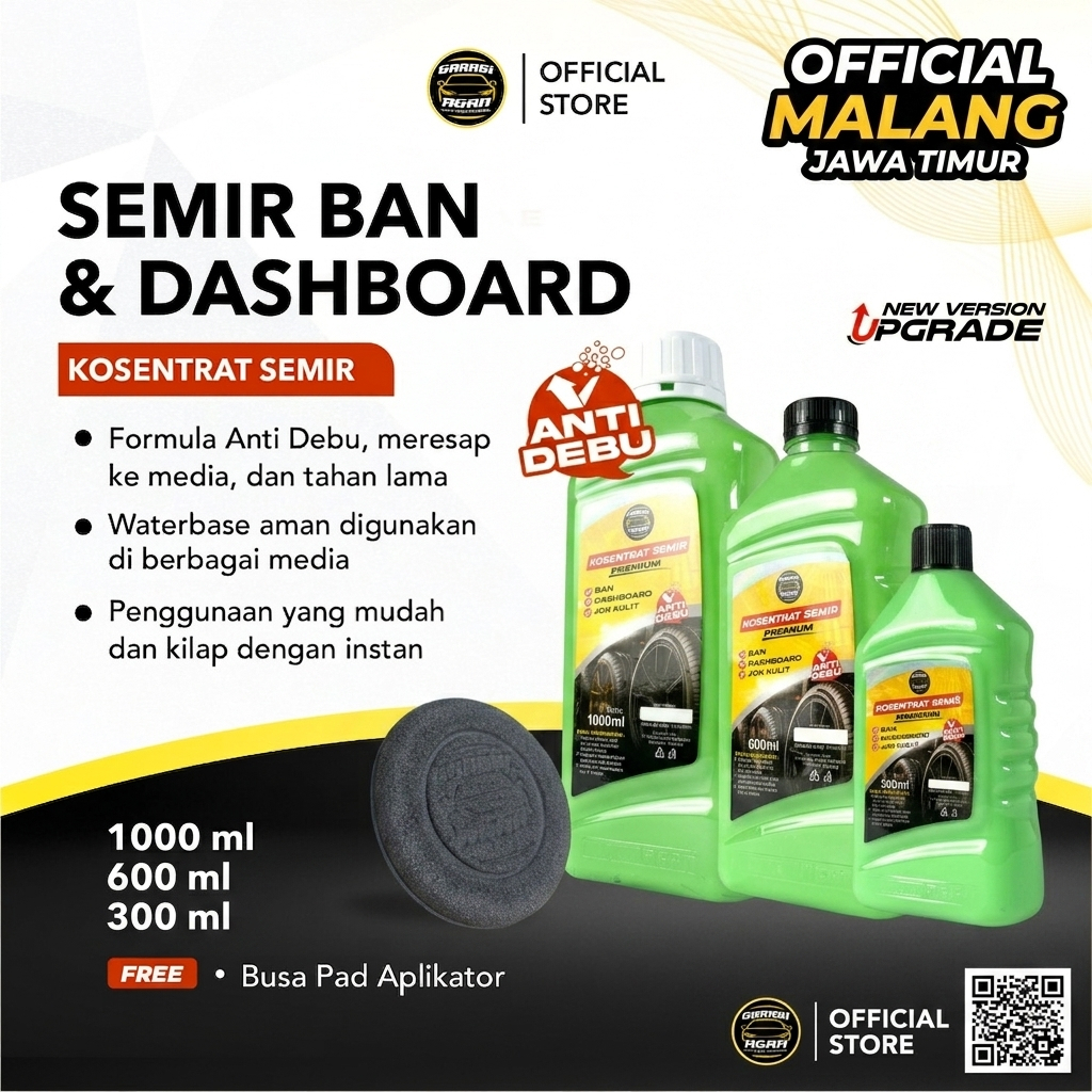 KOSENTRAT SEMIR Original 1 Liter Semir Ban, Semir Jok, Semir Dashboard & Body Doff - GARASI AGAN JAT