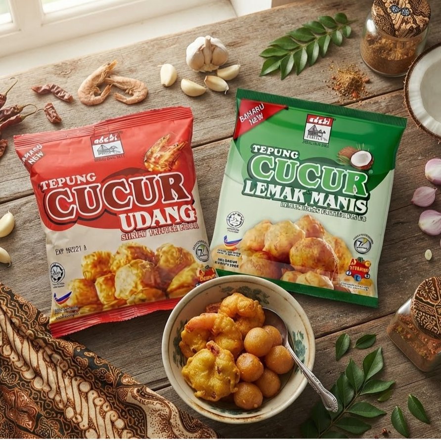 TEPUNG ADABI / ADABI TEPUNG CUCUR LEMAK MANIS 130GR / ADABI TEPUNG CUCUR UDANG 130GR