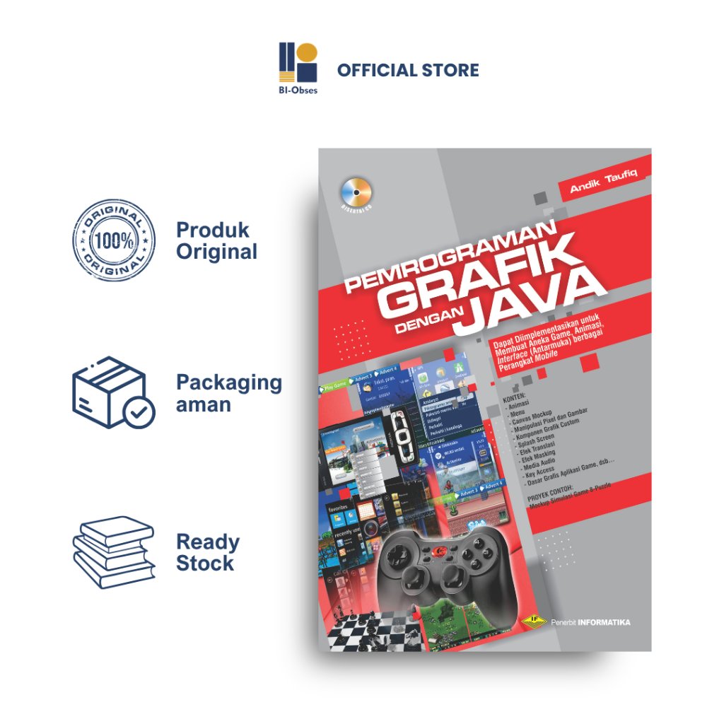 Pemrograman Grafik dengan Java + CD – Andik Taufik – Informatika – Buku Java, Pemrograman Grafik, Gr