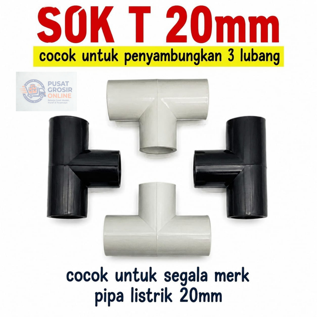SOK T 20mm CONDUIT PIPA LISTRIK Sambungan T