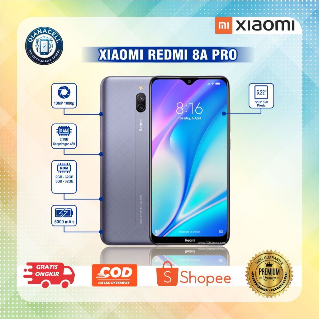 HP XIOAMI REDMI 8A Pro Second Normal Siap Pakai RAM 3/32GB