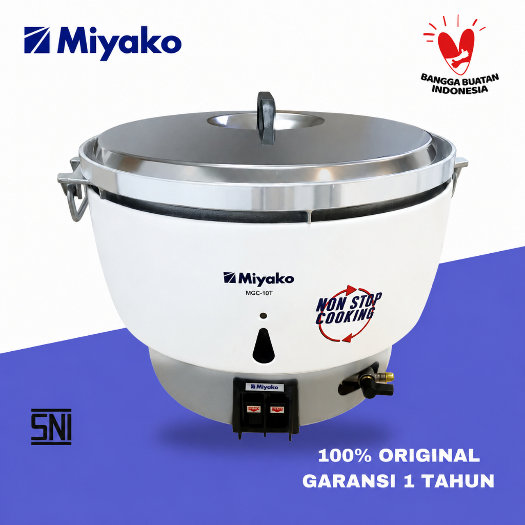 MIYAKO Gas Rice Cooker MGC-10T 10 Liter Non Stop Cooking Penanak Nasi Gas Kapasitas Besar Original