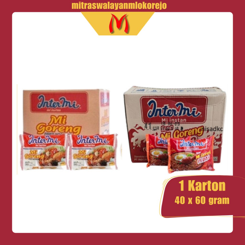 INTERMI Mie Instan Rasa Goreng & Goreng Pedas 1 Karton isi 40 Pcs @60 gr