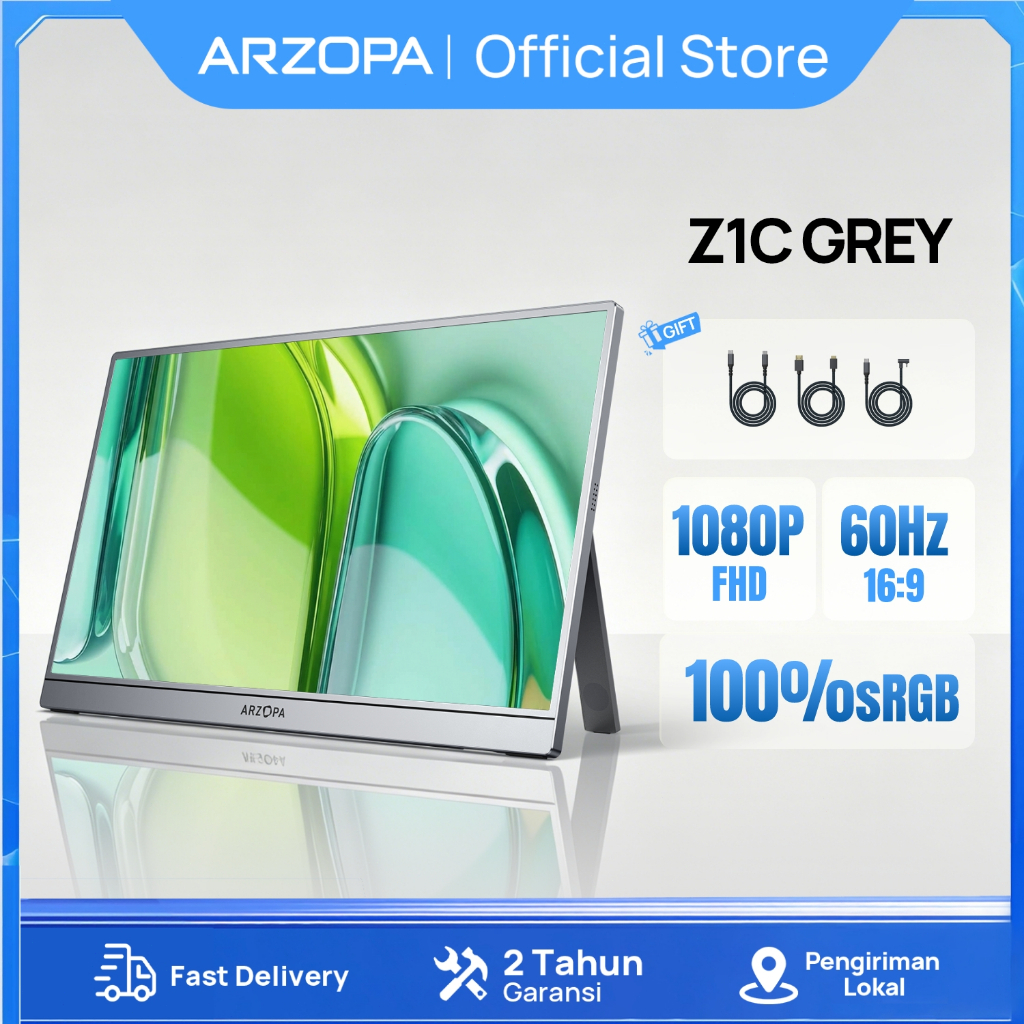 ARZOPA Z1C 16.1" FHD IPS Portable Monitor 100% sRGB USB-C HDMI