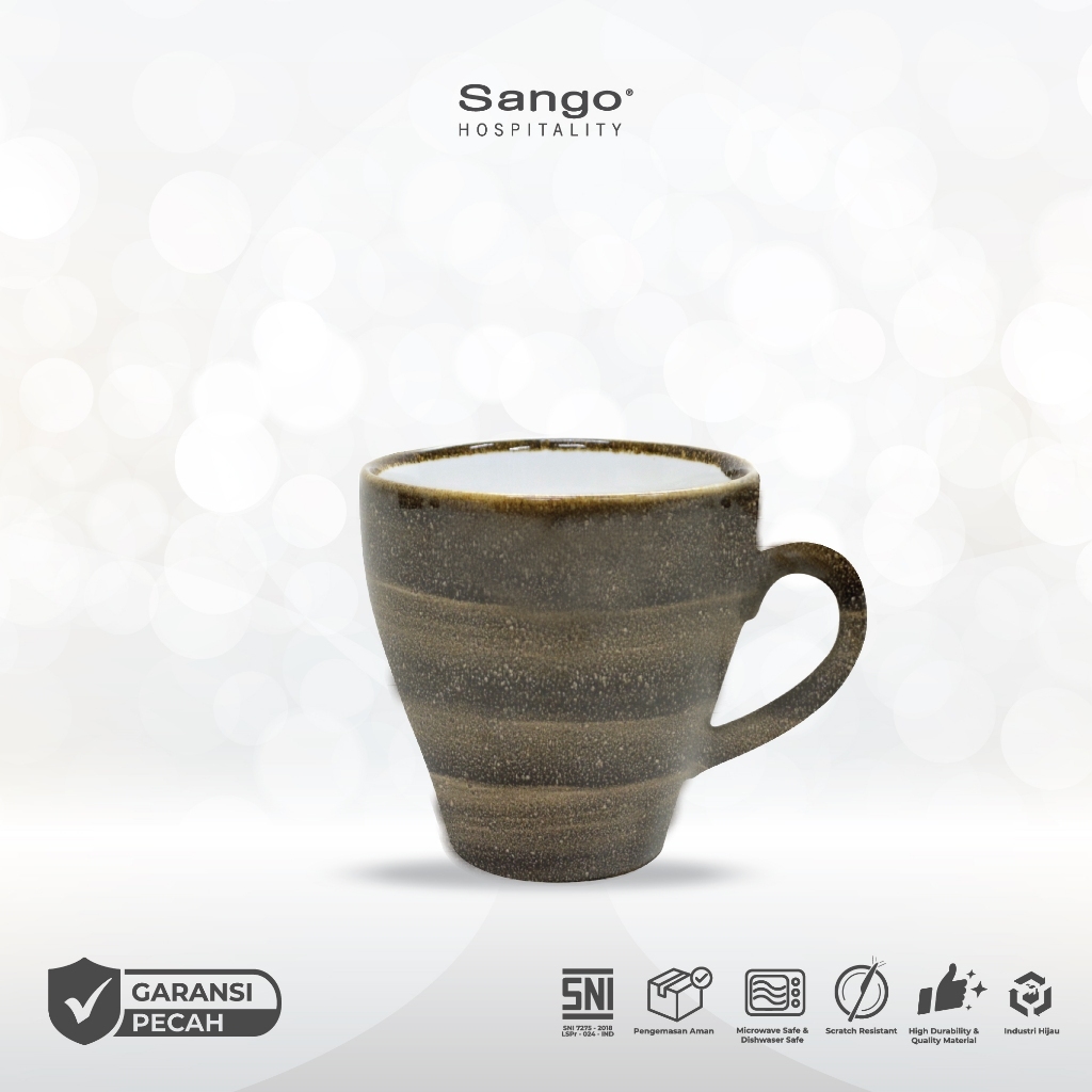 Sango Java Woodland Brown Cangkir Kopi 26cl Coffee Cup Keramik Hotel Restoran Cafe | Cup Saucer Set 