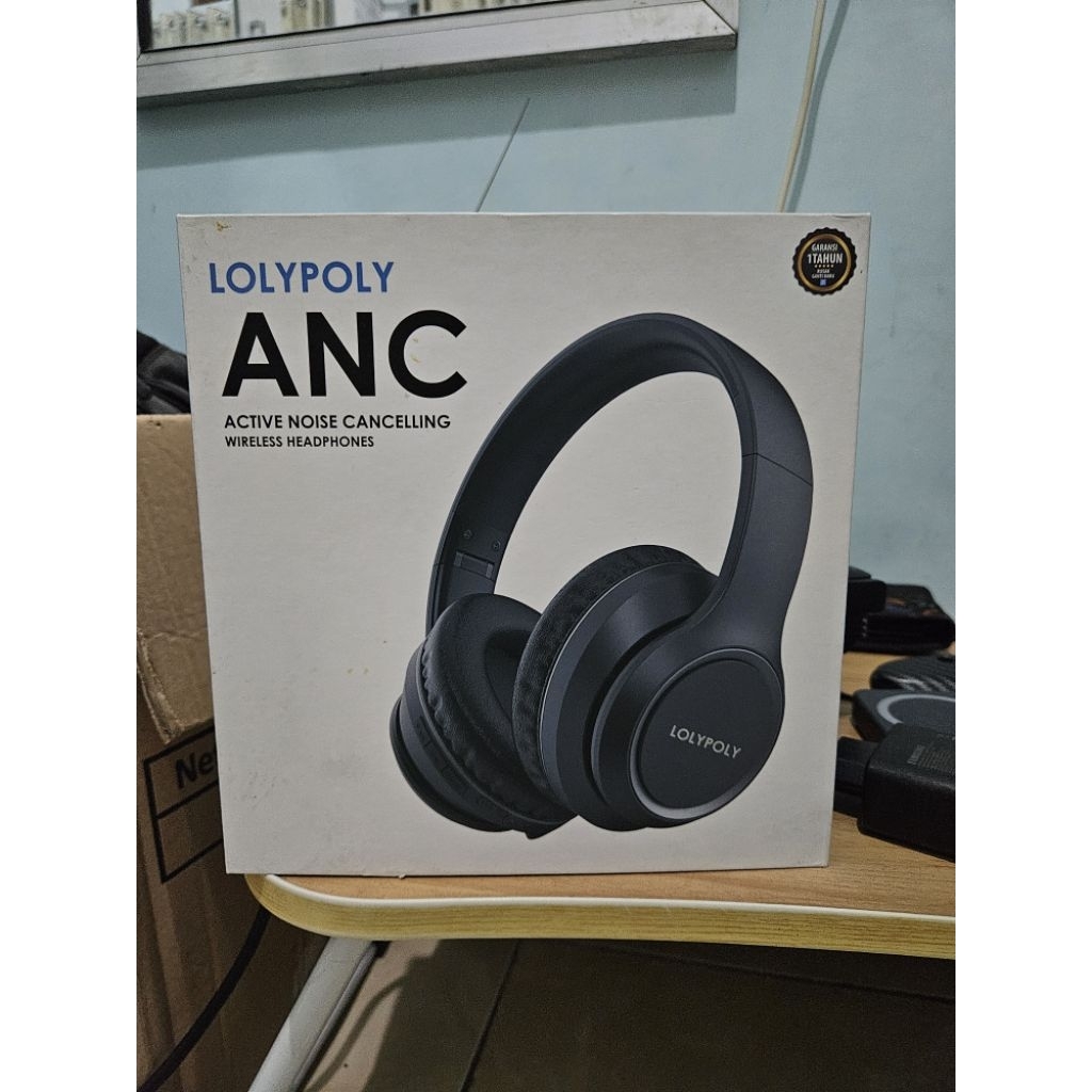 Headphone Wireless LOLYPOLY ANC Active Noise Cancelling Over Ear Hitam