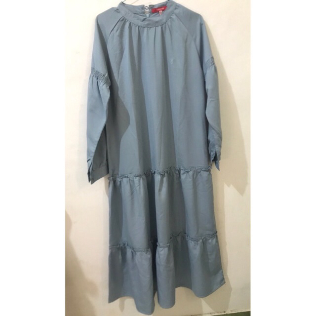 MALENA PRELOVED - [LikeNew] Cressida Dress Maxi Gamis Panjang Wanita Biru Wardah Hijab Friendly