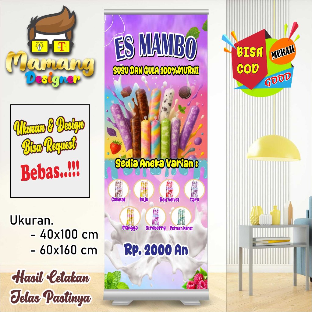 Cetak Spanduk Banner Jualan Es Mambo Viral Keren