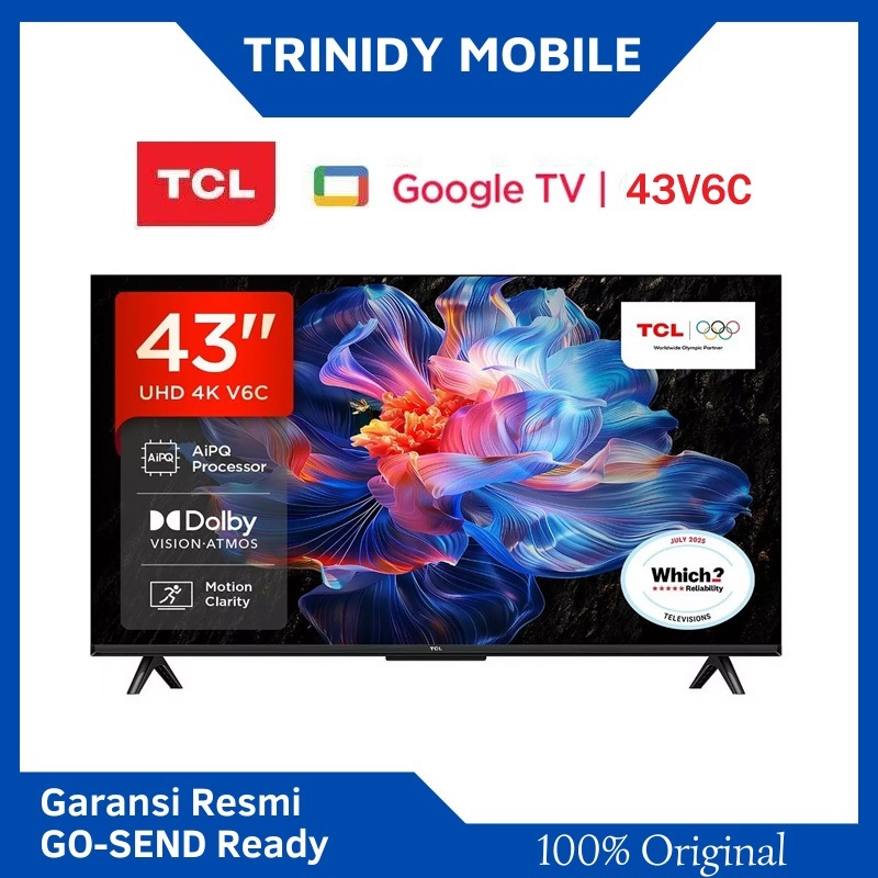 TCL AI 4K Google TV 43 inch V6C - MEMC - HDR 10 - HVA Panel - Dolby Audio - Google Play/Netflix/Yout