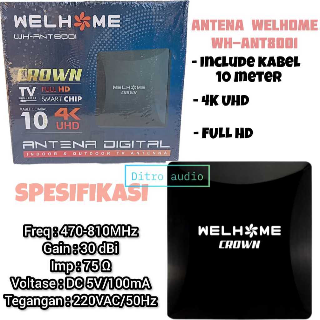ANTENA TV WELHOME WH-ANT8001 CROWN - ANTENA TV DIGITAL ANT 8001 + KABEL 10 METER