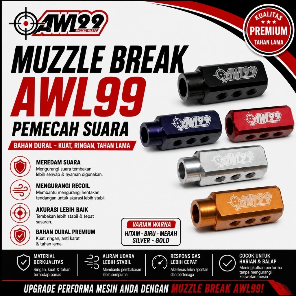 MUZZLE BREAK PEMECAH SUARA PEMECAH ANGIN BERKUALITAS