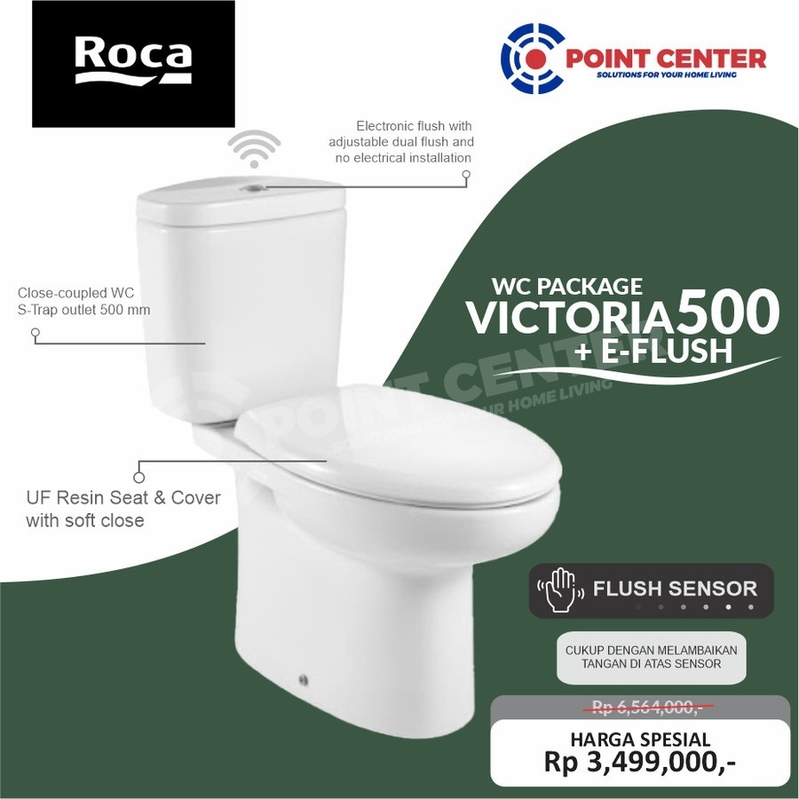 ROCA PROMO CLOSET DUDUK VICTORIA 500 ELONGETED + E-FLUSH