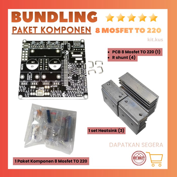 Siap Solder Rakit Bundling PCB Inverter 8 Mosfet TO 220 PSW Pure Sine Wave 1000W 1KVA EGS002 LF Bonu