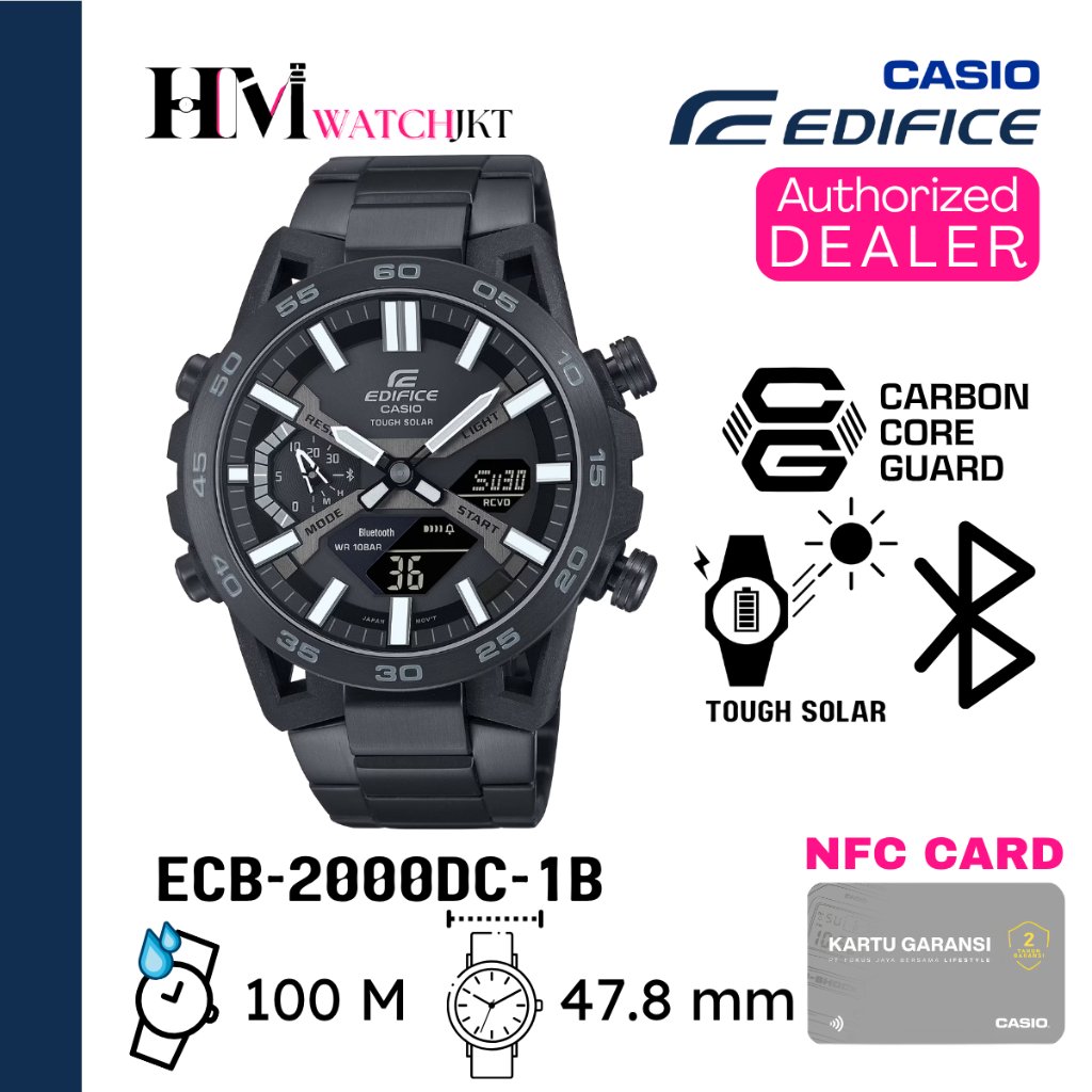 CASIO EDIFICE ECB-2000DC-1BDF Jam Tangan Pria Original Analog-Digital Antiair ECB-2000DC-1B ECB-2000