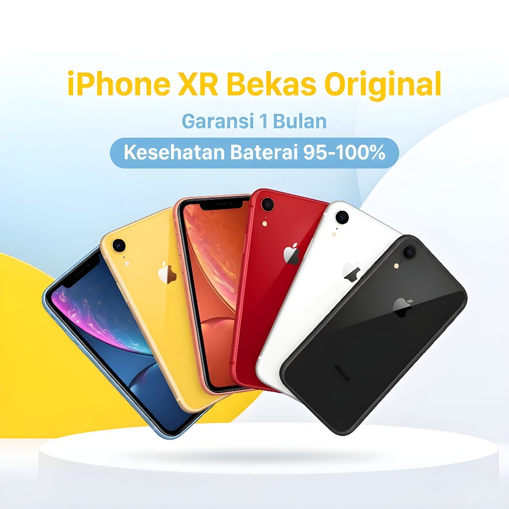 iPhone XR Bekas Original Garansi 1 Bulan Kesehatan Baterai 95-100% Warna Merah Kuning Hitam Putih
