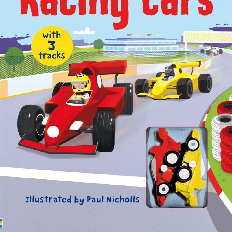 Usborne UK - Wind-up Racing Cars (two cars & three tracks ) Early Learning Board Alfabetbooks