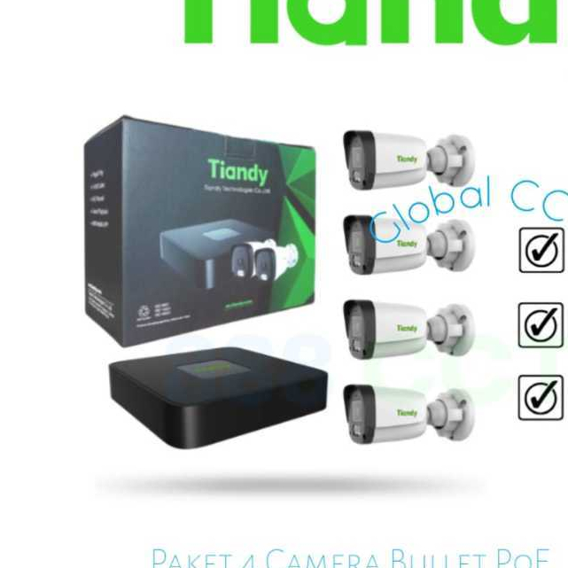 Paket Tiandy TC-KIT 4CH AK 2MP IP Camera POE Paket 4 Kamera CCTV Outdoor Audio Praktis