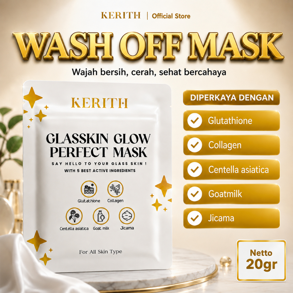 Glasskin Glow Perfect Mask by Kerith masker tone up pencerah wajah menghaluskan Wash Off Mask