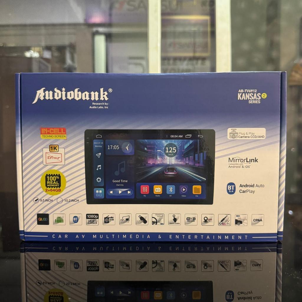 Head Unit 9 Inch Android Audiobank AB-TV6912 Kansas Tombol / Audiobank Kansas Ram 2/64 Incell QLed