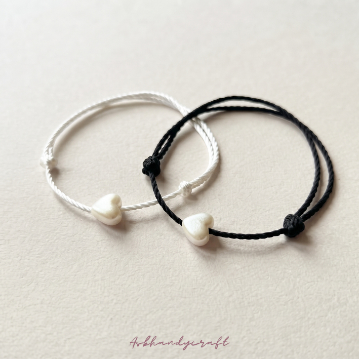 ASB - [GTN107] Gelang tali Nylon smooth mote mix Korean beads  love bw  bracalate